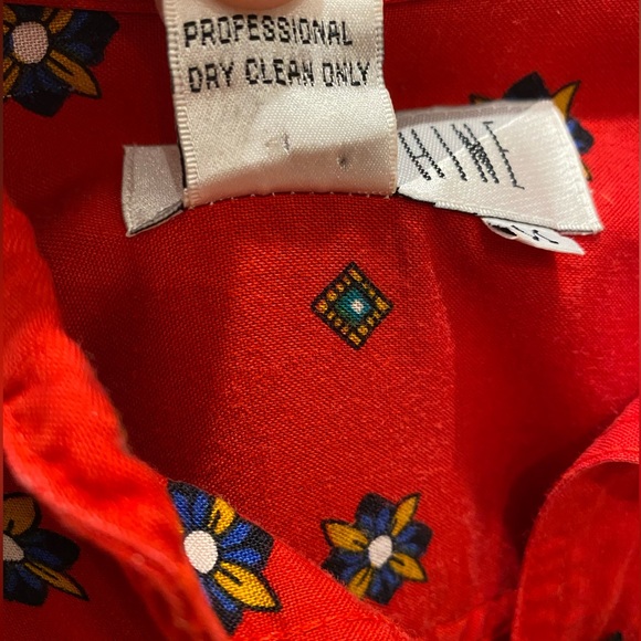VTG Josephine Red Patterned Button-Up Long-Sleeve Shirt With Pockets - Size Med - Picture 10 of 10